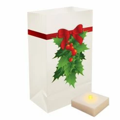 Budget 🥰 Decorative 🎄 Christmas Accents Lumabase Holly Battery Operated Luminaria Kit With Timer 🧨
