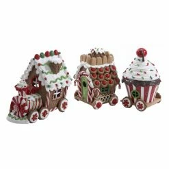 Coupon 👏 Kurt S. Adler Decorative 🎄 Christmas Accents Kurt Adler 4.3 In. Claydough 3D LED Gingerbread Train - Set Of 3 🤩