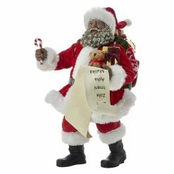 Best Sale 🧨 Kurt S. Adler Santa Figurines Kurt Adler 10.5 In. Fabriche African American Santa Holding List And 🍬 Candy Cane 🤩