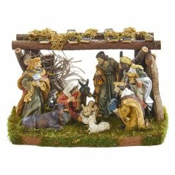 Discount ⭐ Kurt S. Adler Nativity Figurines & Sets Kurt Adler 9 Figurine Nativity Set With Wooden Stable 😀