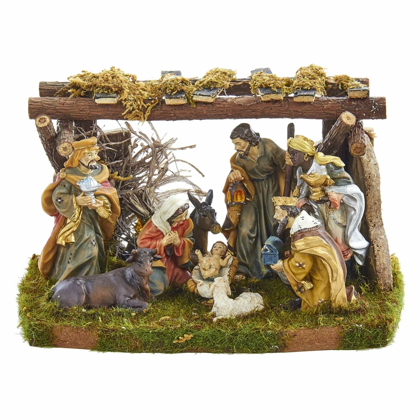 Discount β Kurt S. Adler Nativity Figurines & Sets Kurt Adler 9 Figurine Nativity Set With Wooden Stable π