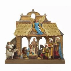 Hot Sale 💯 Nativity Figurines & Sets Kurt S. Adler 10.625 In. Wooden Nativity Tablepiece Set 🔔