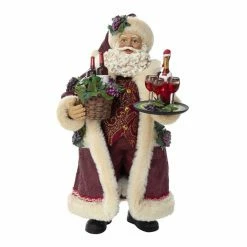 Promo 🔥 Santa Figurines Kurt S. Adler 11.5 In. Fabriche Santa With Wine Basket 🛒