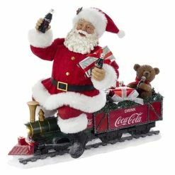 Brand new ✨ Santa Figurines Kurt S. Adler 13 In. Battery-Operated Coca-Cola Santa Train With LED Garland 👍