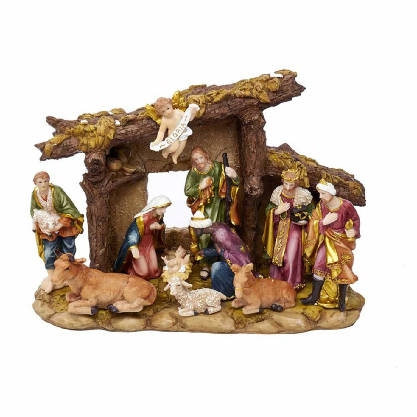 Hot Sale π Nativity Figurines & Sets Kurt S. Adler Resin Nativity Set With Figures And Stable - Set Of 11 β