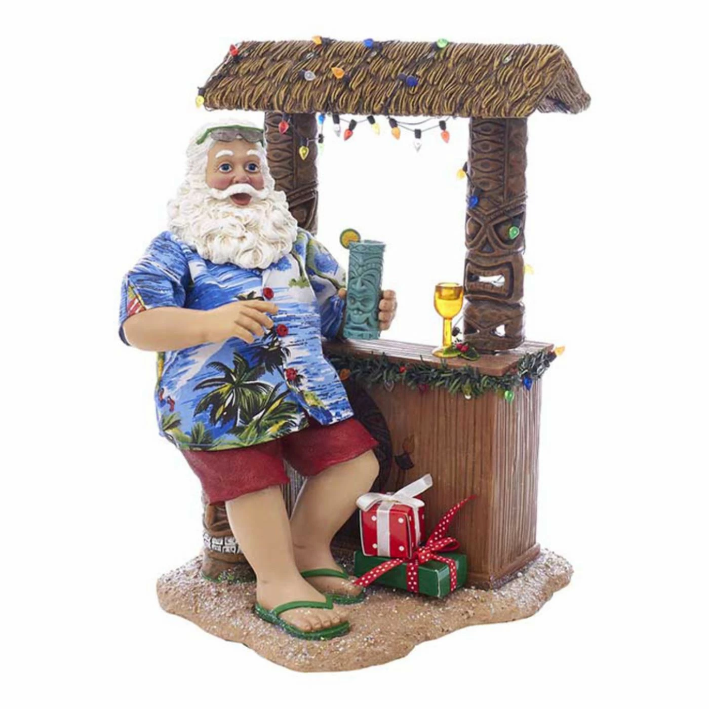 Promo π Santa Figurines Kurt S. Adler Fabriche Beach Santa At Tiki Bar Tabletop Decoration π