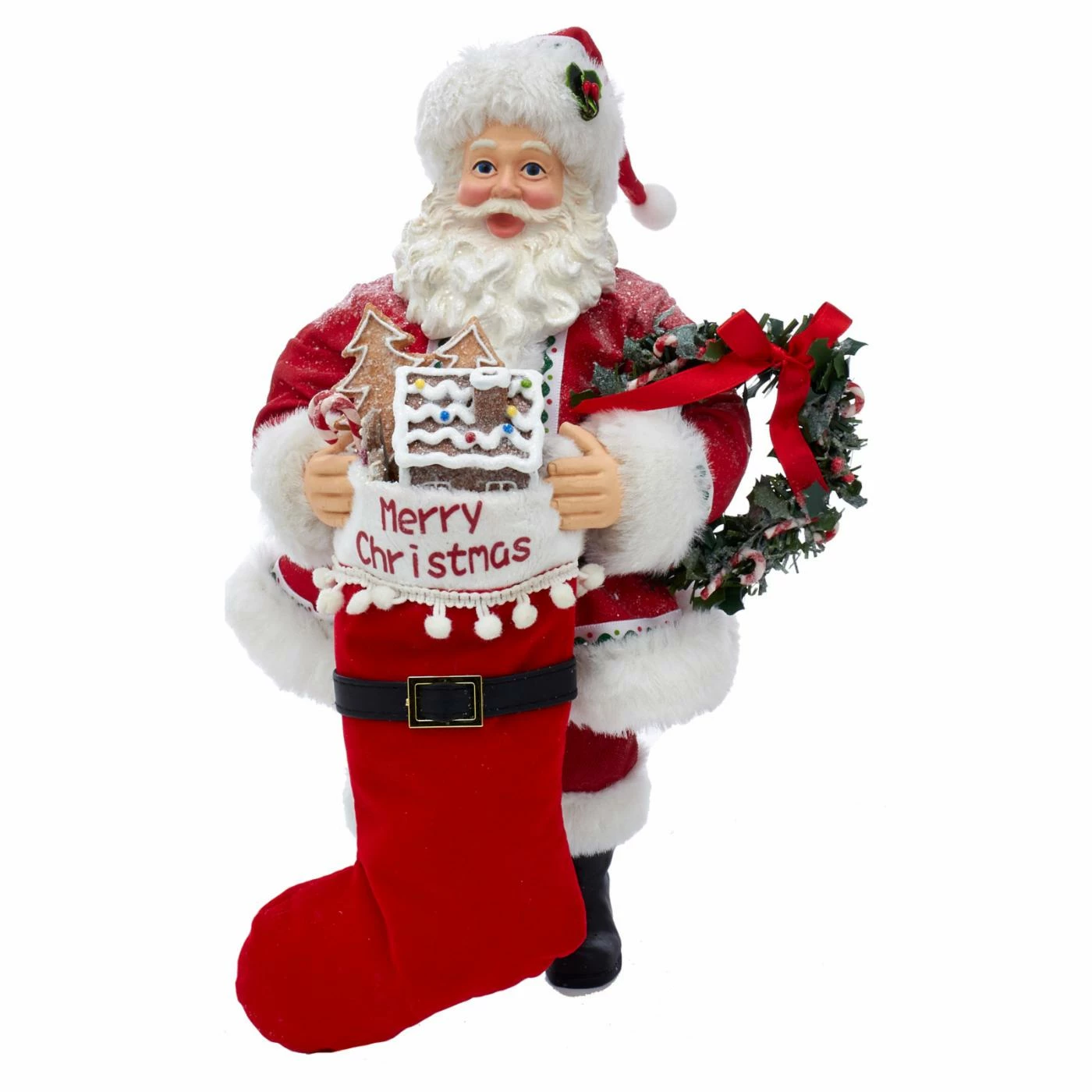 Flash Sale β¨ Santa Figurines Kurt Adler 10.5 In. Fabriche Gingerbread Santa With Stocking And Wreath π