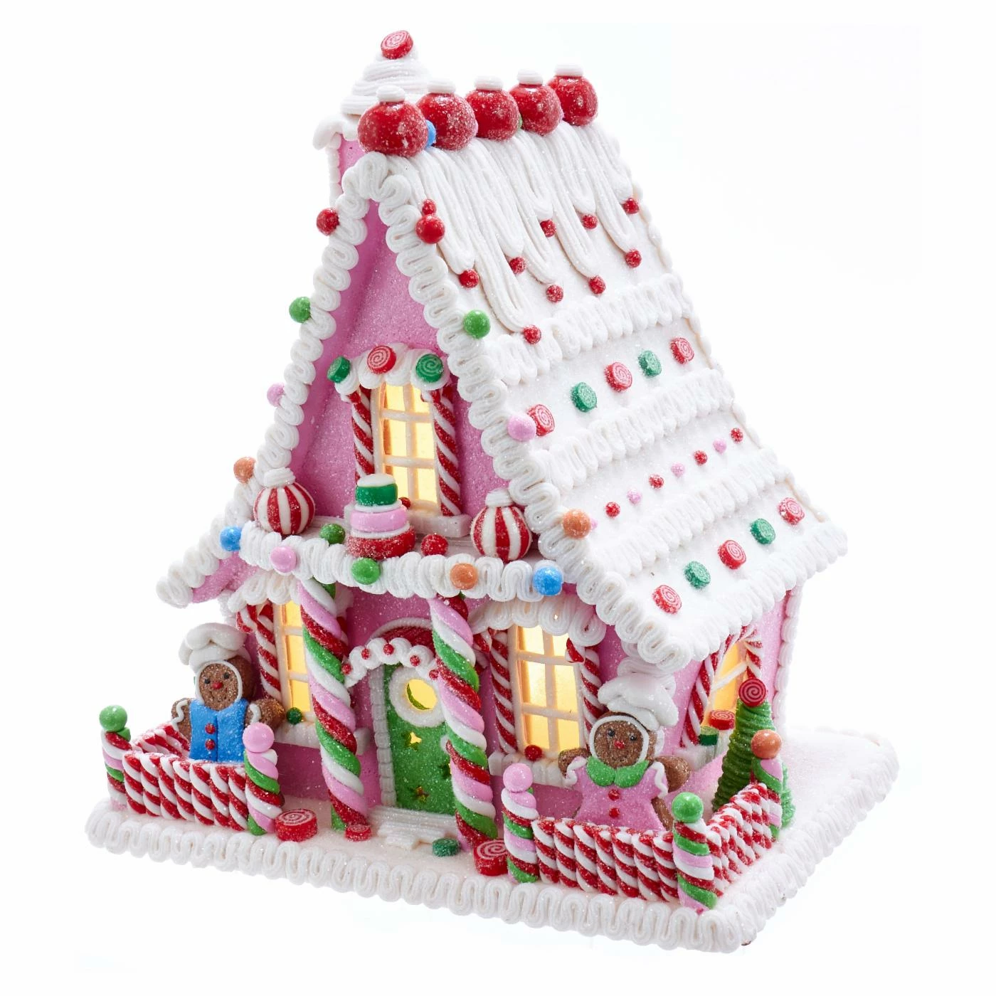Brand new π Decorative π Christmas Accents Kurt Adler 10 In. Pink Battery Operated π¬ Candy LED Gingerbread House Table Piece β