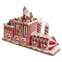 Outlet 🎉 Decorative 🎄 Christmas Accents Kurt Adler 7.5 In. Battery Operated Gingerbread Junction LED Train Table Piece 🤩