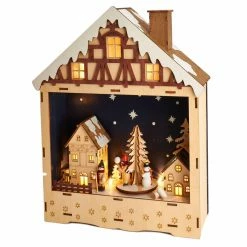 Best Sale 👍 Decorative 🎁 Christmas Accents Kurt Adler 13.5 In. Battery Operated Wooden Musical LED House 🧨