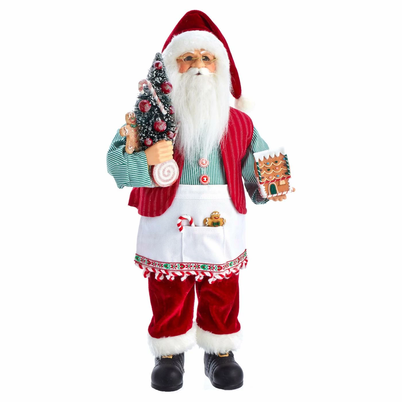 New 𧨠Santa Figurines Kurt Adler 18 In. Kringle Klaus Santa And Gingerbread House β¨