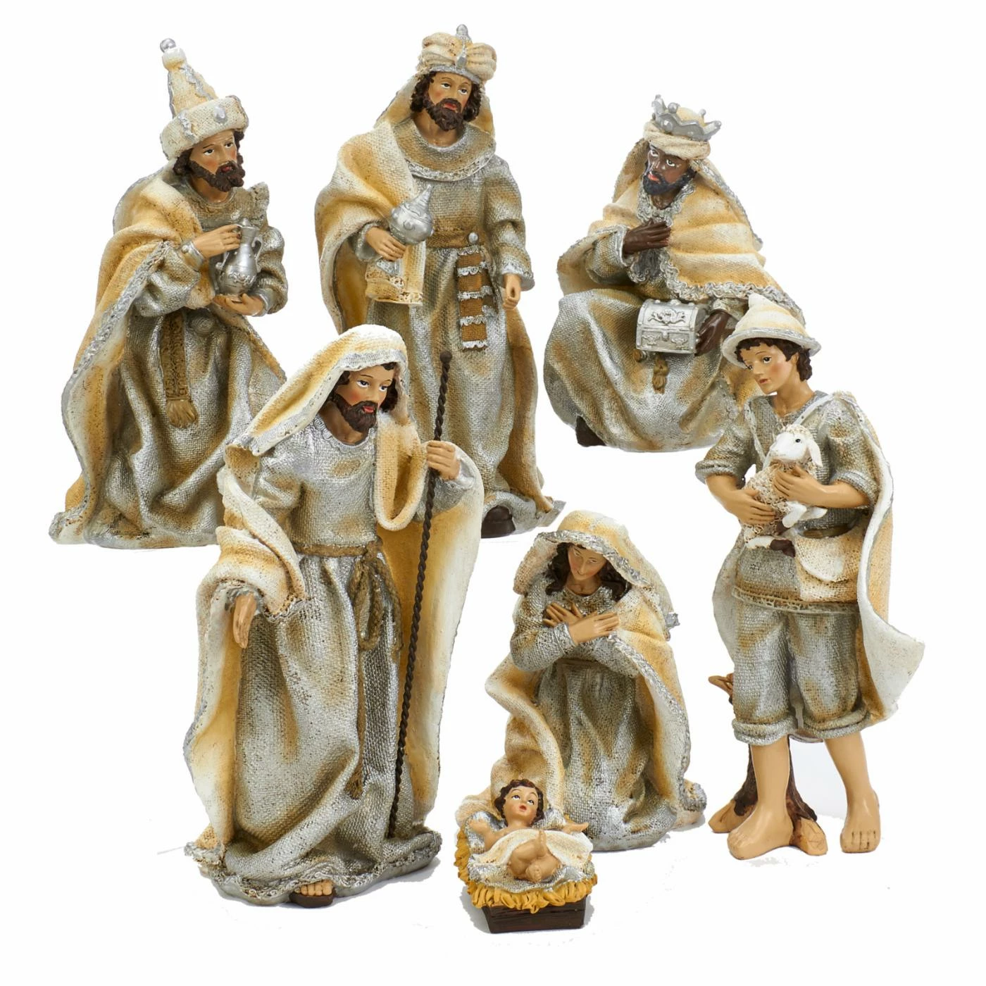 Budget π Nativity Figurines & Sets Kurt Adler 11.25 In. Resin Nativity Table Piece 7 Piece Set π