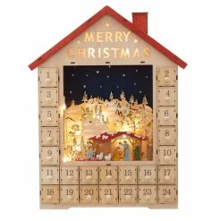Promo π Nativity Figurines & Sets Kurt S. Adler 19 In. Light Up Advent Calendar House With Nativity Scene π§¨