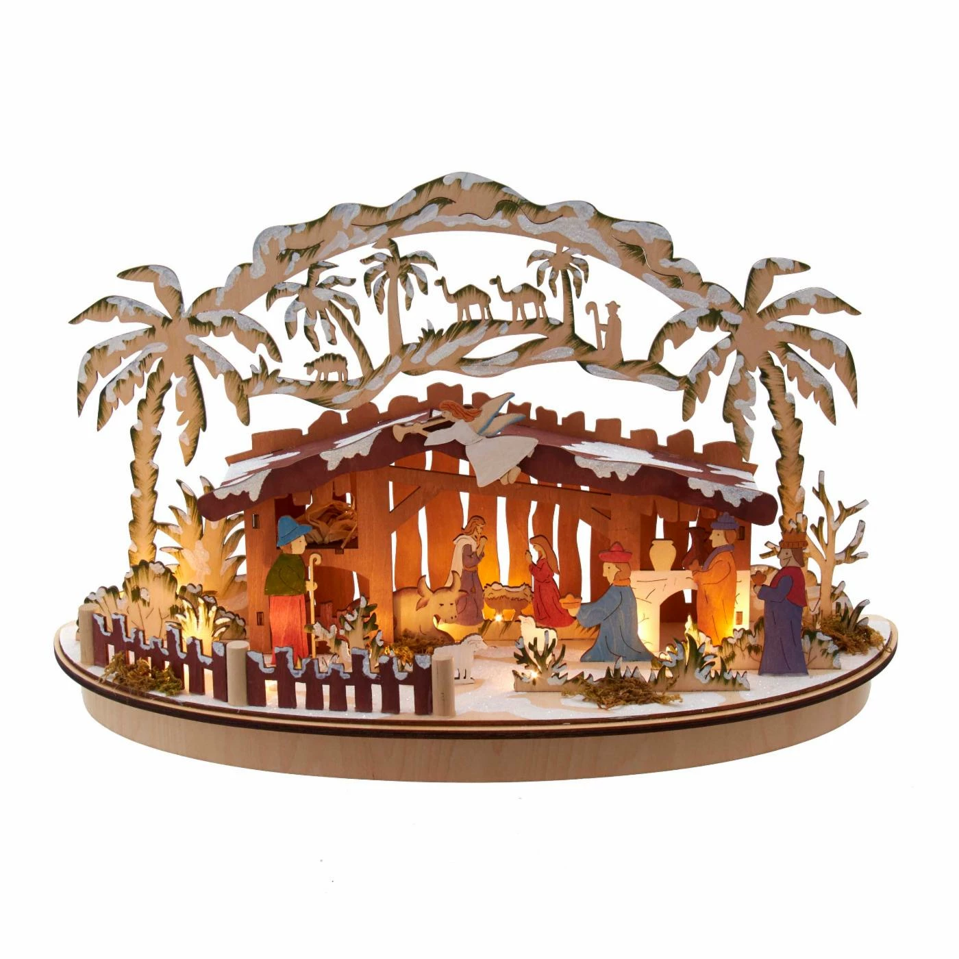 Brand new 𧨠Nativity Figurines & Sets Kurt S. Adler 11 In. Light Up Wooden Nativity Scene β¨