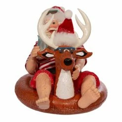 Discount ⌛ Kurt S. Adler, Inc. Santa Figurines Kurt Adler 7.5-Inch Fabriché Beach Santa In Deer Float 🎉