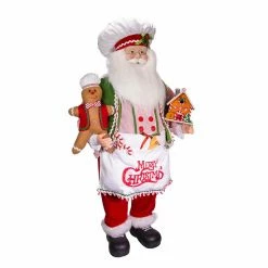 Outlet 😍 Kurt S. Adler, Inc. Santa Figurines Kurt Adler 40-Inch 🎅 Christmas Chef Santa With Gingerbread 💯