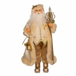 Brand new 👍 Kurt S. Adler, Inc. Santa Figurines Kurt Adler 17-Inch Light Gold Santa With Staff And Bells ⭐