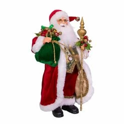 Outlet 👍 Kurt S. Adler, Inc. Santa Figurines Kurt Adler 17-Inch Kringle Klaus Elegant Santa With Staff And Bag Of Gifts 🌟