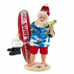 Deals 👍 Kurt S. Adler, Inc. Santa Figurines Kurt Adler 11-Inch Fabriché Santa With Surfboard And Drink 🔥