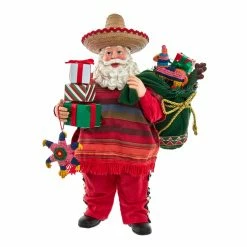 Promo ✔️ Kurt S. Adler, Inc. Santa Figurines Kurt Adler 11-Inch Fabriché Musical Mexican Santa 🧨