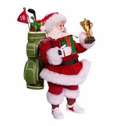 Best deal 💯 Kurt S. Adler, Inc. Santa Figurines Kurt Adler 11-Inch Fabriché Golfer Santa With Golf Bag And Trophy ⌛