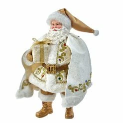 Budget 😀 Kurt S. Adler, Inc. Santa Figurines Kurt Adler 10.5-Inch Fabriché White And Gold Santa 🎁