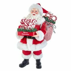 Wholesale 🌟 Kurt S. Adler, Inc. Santa Figurines Kurt Adler 10.5-Inch Fabriché Santa With 🍬 Candy Cane Tray 💯
