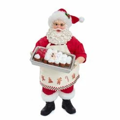 Outlet ❤️ Kurt S. Adler, Inc. Santa Figurines Kurt Adler 10.5-Inch Fabriché Santa And Tray Of Santa Face Cake ⭐