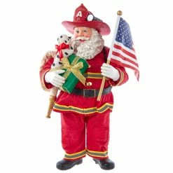 Deals 🌟 Kurt S. Adler, Inc. Santa Figurines Kurt Adler 10.5-Inch Fabriché Fireman Santa With American Flag ✨