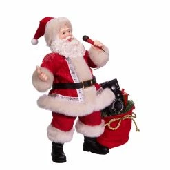 Brand new 🌟 Kurt S. Adler, Inc. Santa Figurines Kurt Adler 10.5-Inch Battery-Operated Fabriche Musical Karaoke Santa 😉