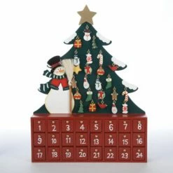Wholesale 🌟 Kurt S. Adler 🎄 Christmas Advent Calendars Kurt Adler Wooden Snowman With Tree Advent Calendar 🎁