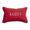 New 🌟 Decorative 🔔 Christmas Pillows Mozaic Company Sunbrella Canvas Natural With Jockey Red Indoor / Outdoor Naughty And Nice Embroidered Pillow 😍