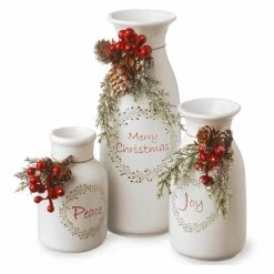 Flash Sale ❤️ Decorative 🎅 Christmas Accents National Tree Company Ceramic White 🎅 Christmas Bottles - Set Of 3 🔥