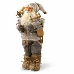 Discount ⌛ Santa Figurines National Tree Company 17.7 In. Standing Santa In Gray Outfit ⭐