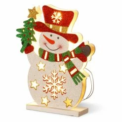 Promo 🛒 Snowman Figurines & Décor National Tree Company Wood-Look Double Sided Snowman ✨