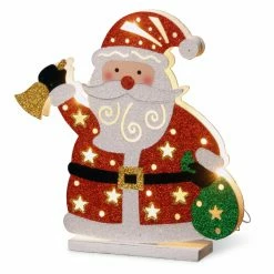Promo 🧨 Santa Figurines National Tree Company Wood-Look Double Sided Santa 👏