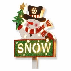Promo 😉 Snowman Figurines & Décor National Tree Company Wood-Look Double Sided Snowman With SNOW Sign 😉