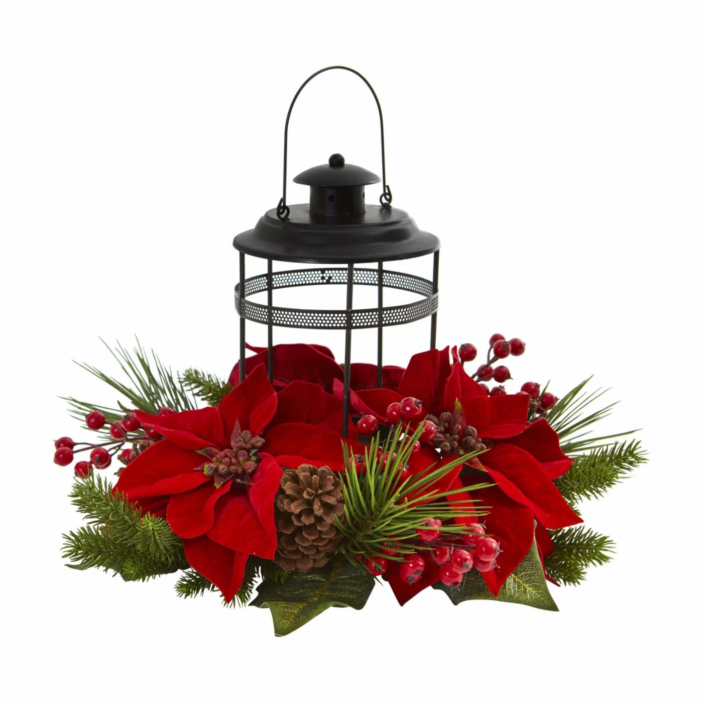 Budget β€οΈ Candle Holders π Christmas Home Decor Nearly Natural Poinsettia Berry Pine Artificial Arrangement Candelabrum π