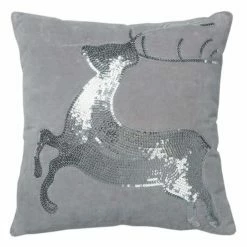 Cheap 🔔 Decorative 🎄 Christmas Pillows Vickerman Sparkling Silver Deer Pillow 🧨