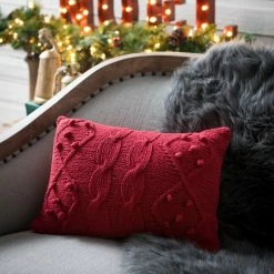 Buy ❤️ Decorative 🎄 Christmas Pillows Vickerman French Knot Cushion Pillow - Red ✨