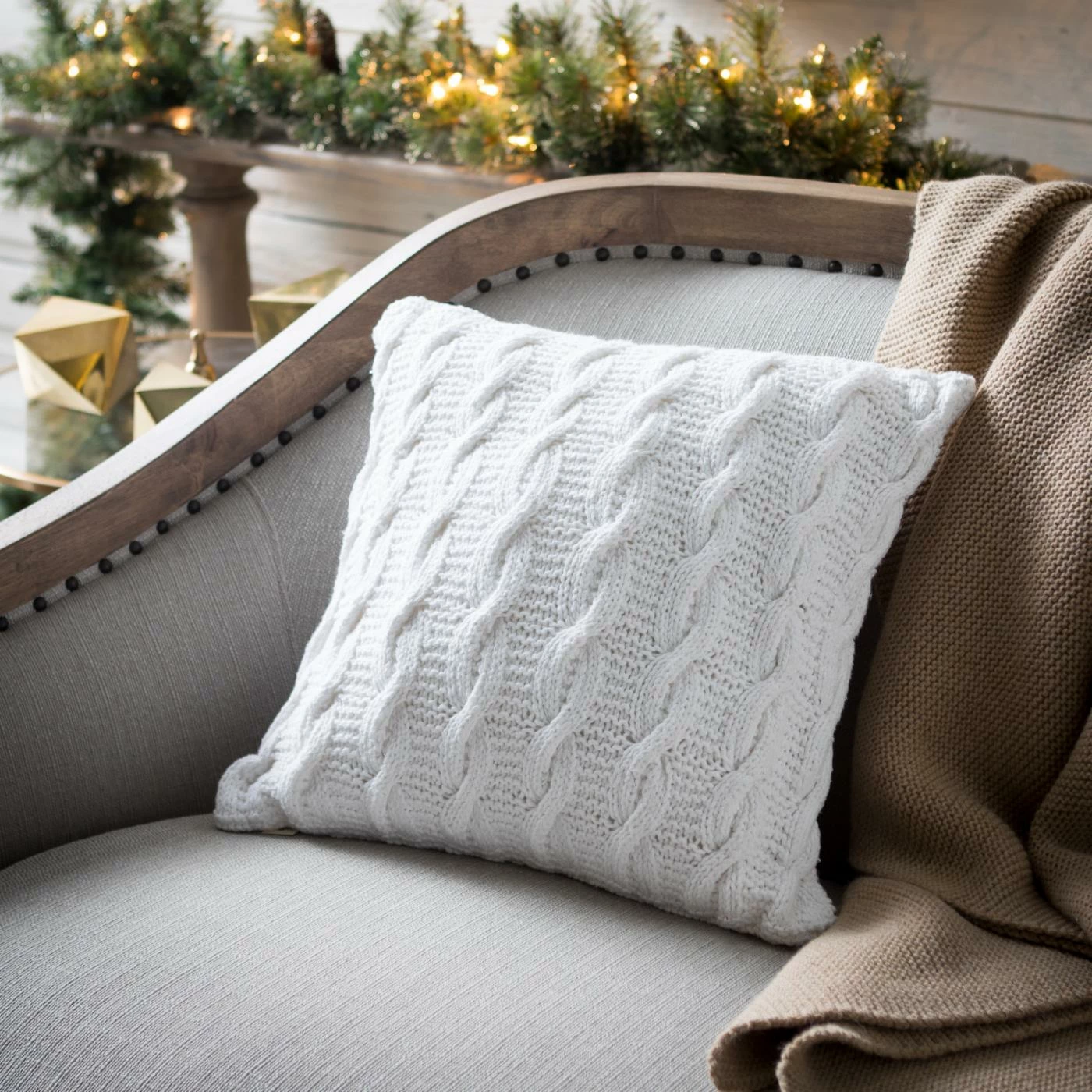 Outlet π― Decorative π Christmas Pillows Vickerman Cable Knit Cushion Pillow - White π€©