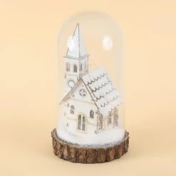 New π Decorative π
Christmas Accents LuxenHome Snow Covered LED White Church In Glass Dome π