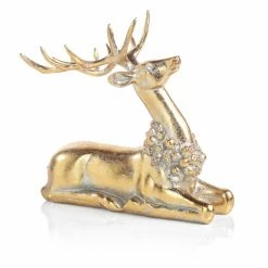 Promo 🛒 All Other Brands Decorative 🎄 Christmas Accents Sitting Deer With Ornamental Wreath ⭐